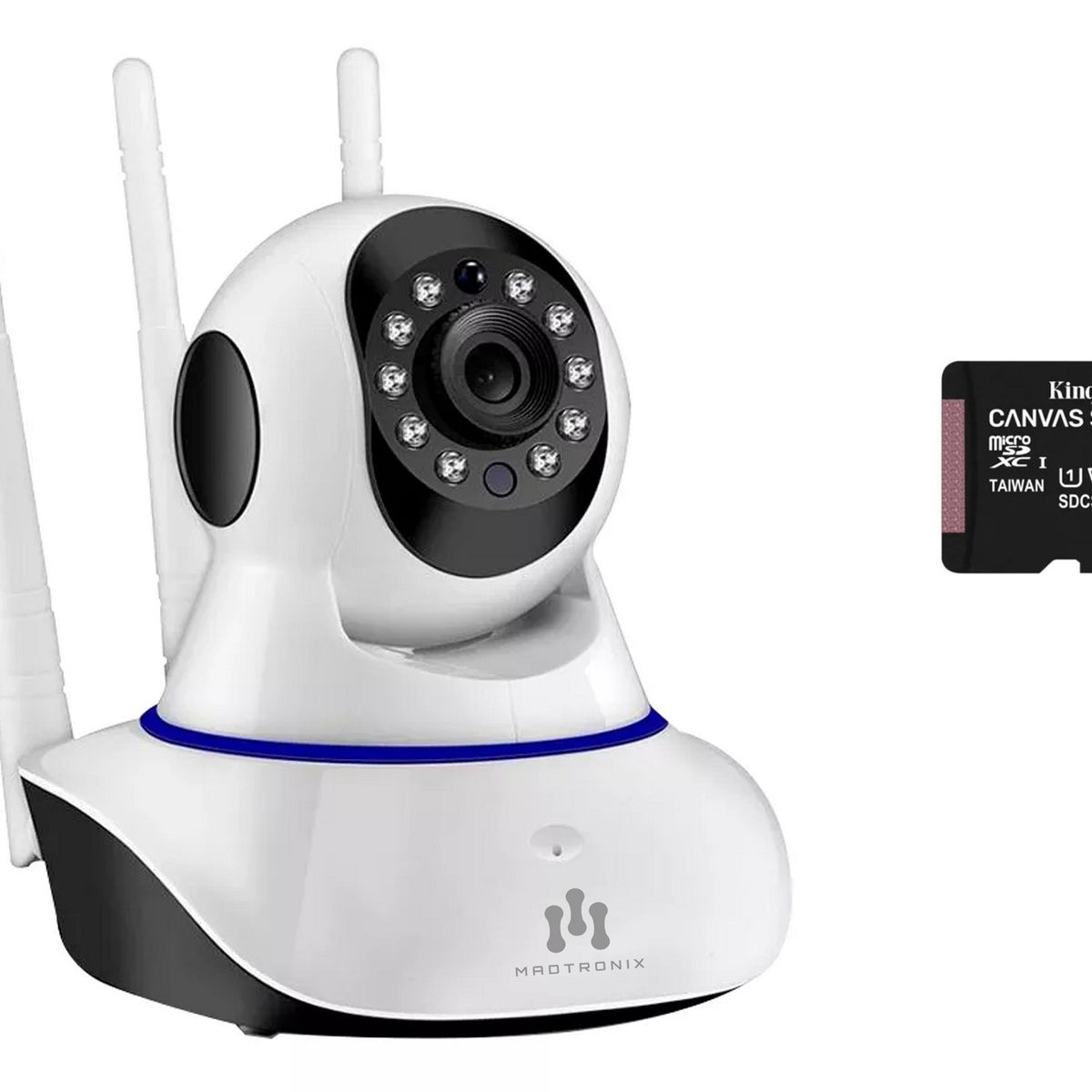 MADTRONIX - Cámara de Seguridad 360º 3 Para Interiores WIFI con Memoria 128GB