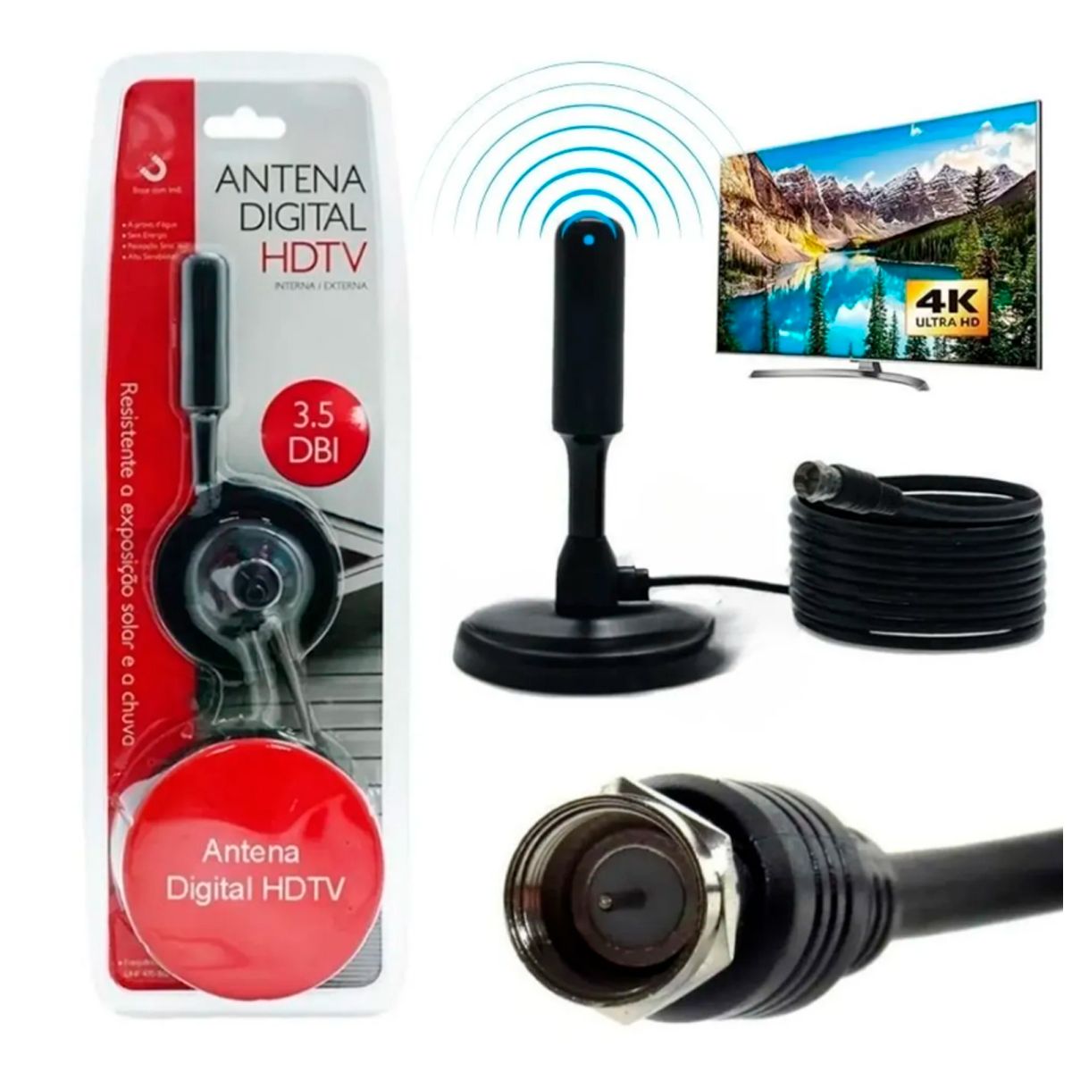 GENERICO - Antena Digital Para Tv - HDTV Interna Externa