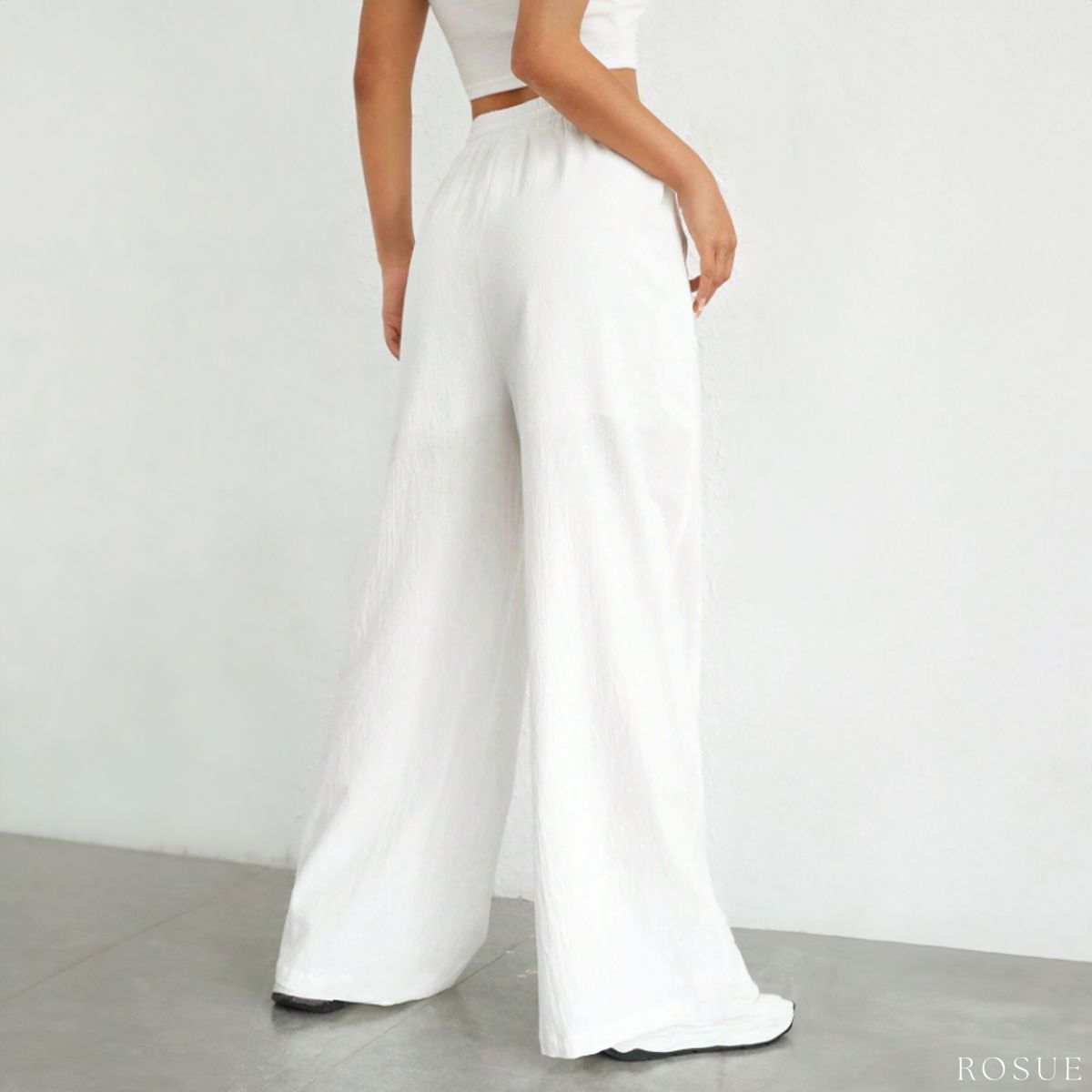 ROSUE - Pantalón holgado con cordón en la cintura fresco