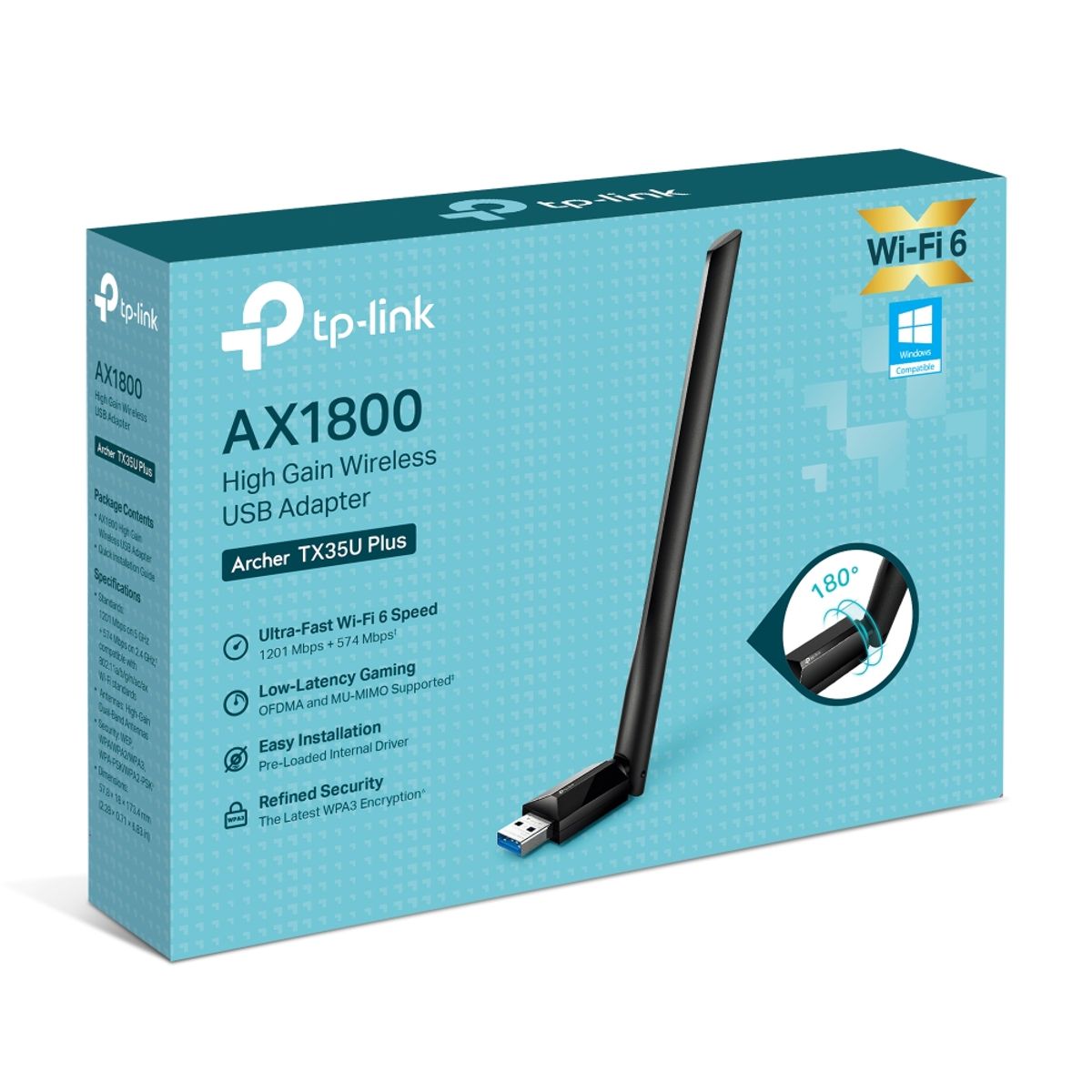 TP LINK - adaptador usb wi-fi 6 ax1800 dual banda tp-link ARCHER TX35U PLUS