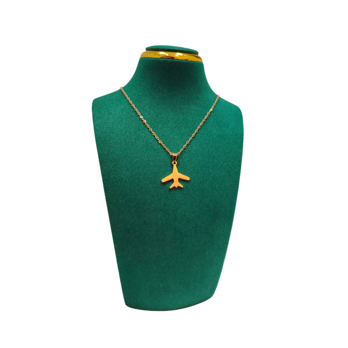 GENERICO - Pack Acero Collar con dije y Aretes - Avion Full M2 Dorado