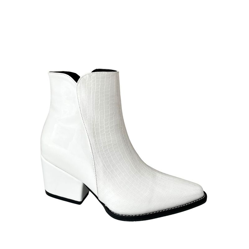 SAPATU - BOTINES MUJER NOVA CROCCO CHAROL BLANCO