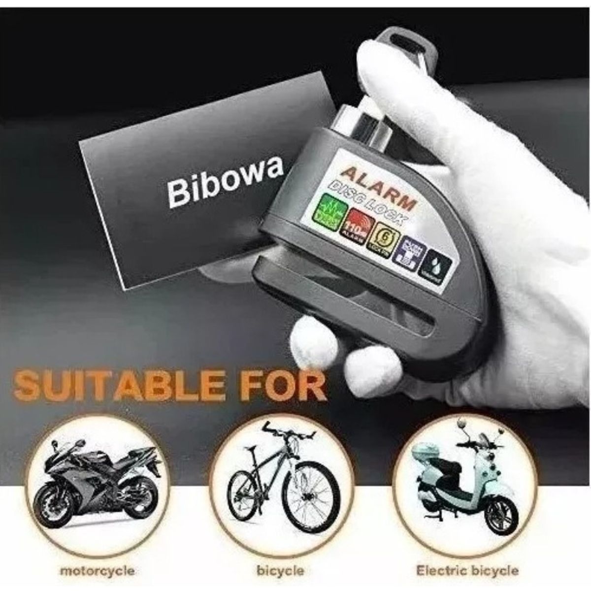 QUICK - Candado Freno Disco Moto Bici Alarma Bloqueo Antirrobo