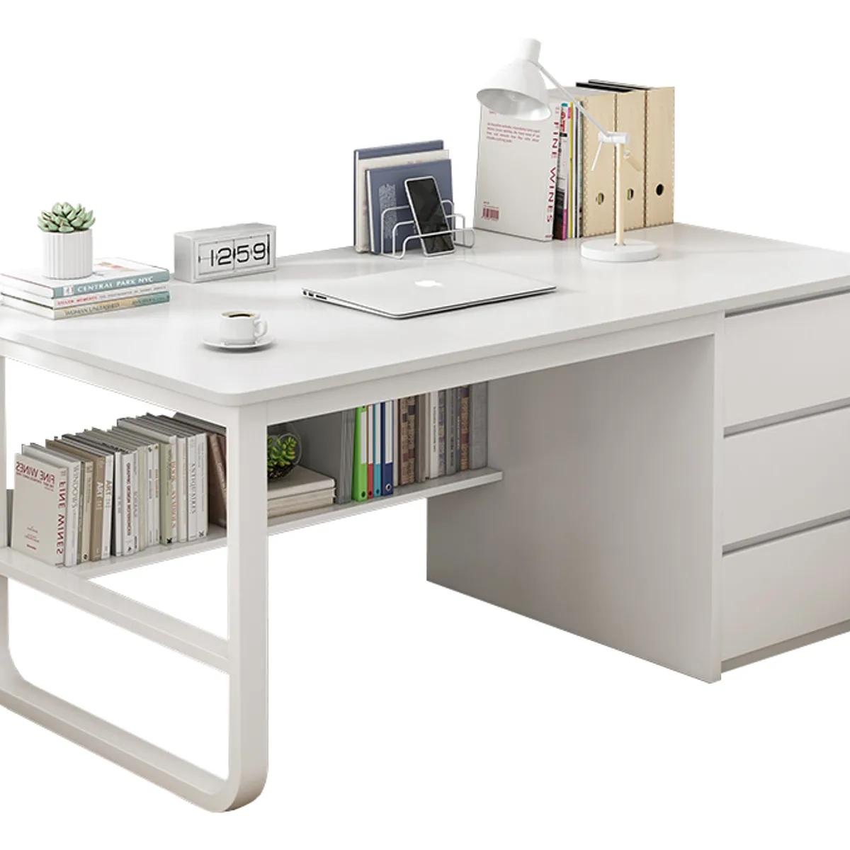 ANYHOGAR - Madera Minimalista Escritorios Para Oficina Con 3 Cajones