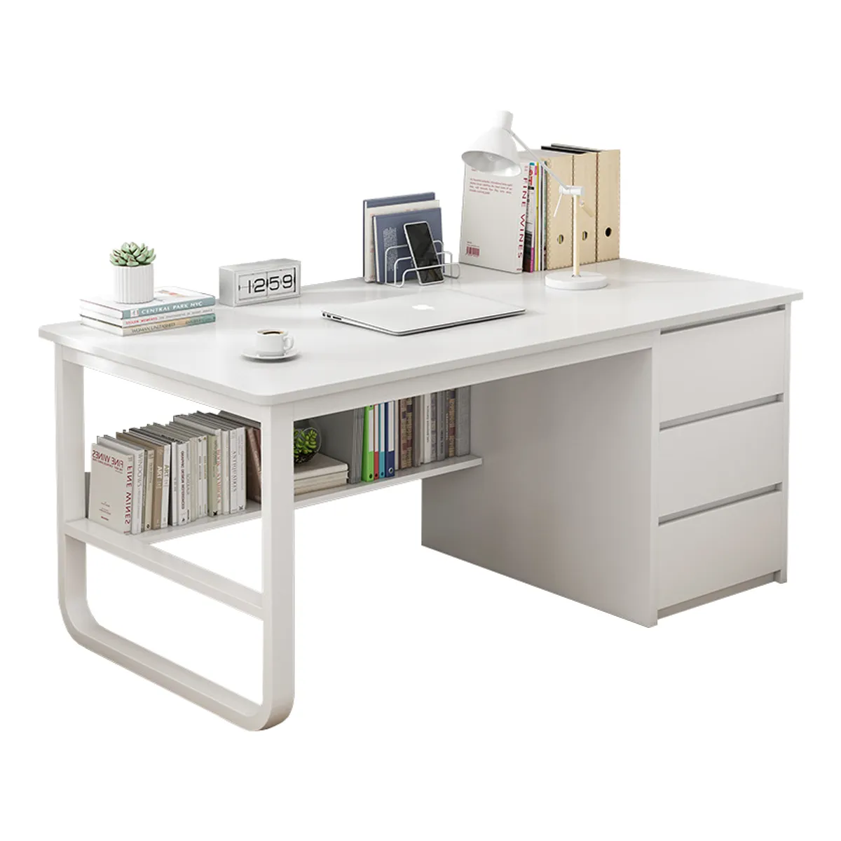 ANYHOGAR - Madera Minimalista Escritorios Para Oficina Con 3 Cajones