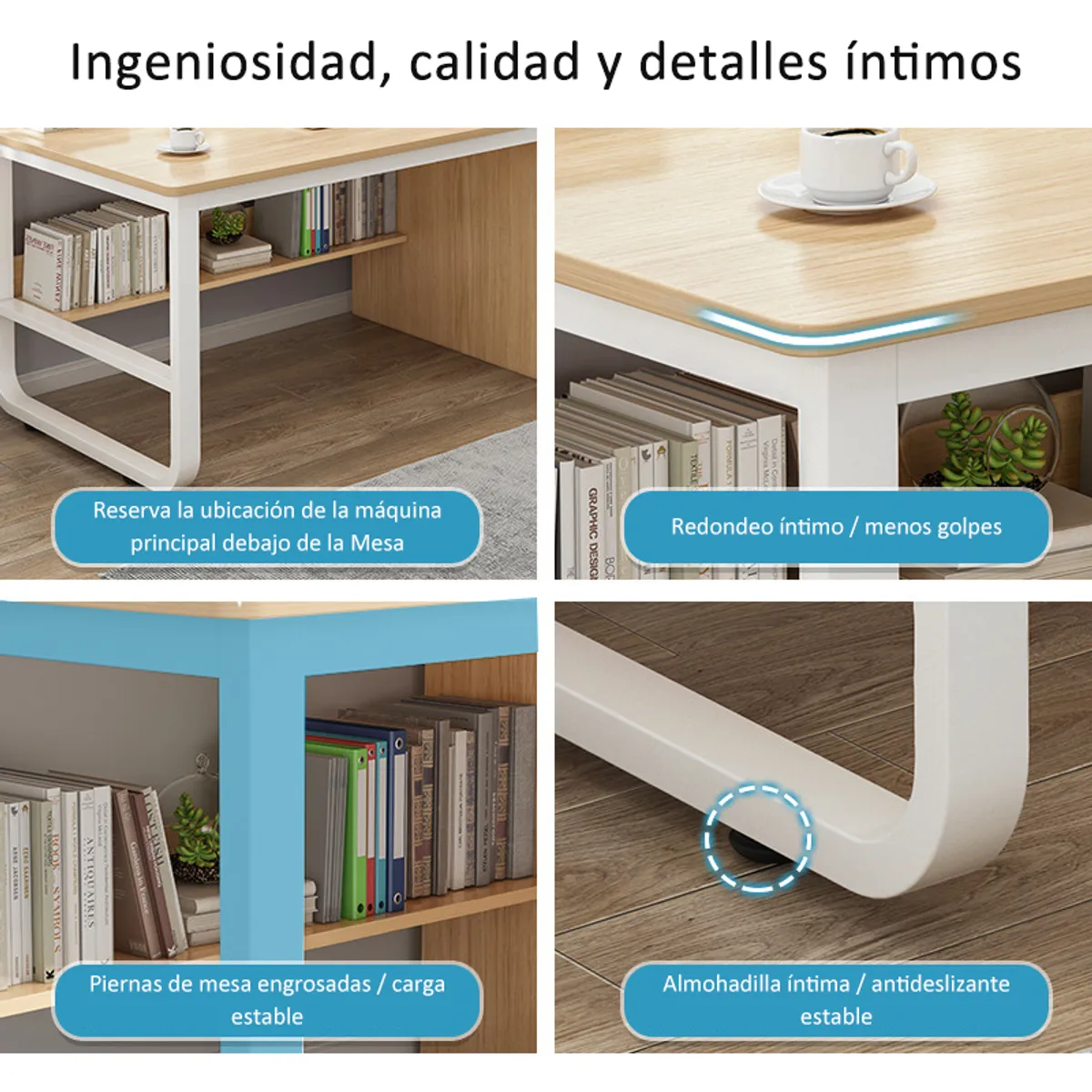 ANYHOGAR - Madera Minimalista Escritorios Para Oficina Con 3 Cajones