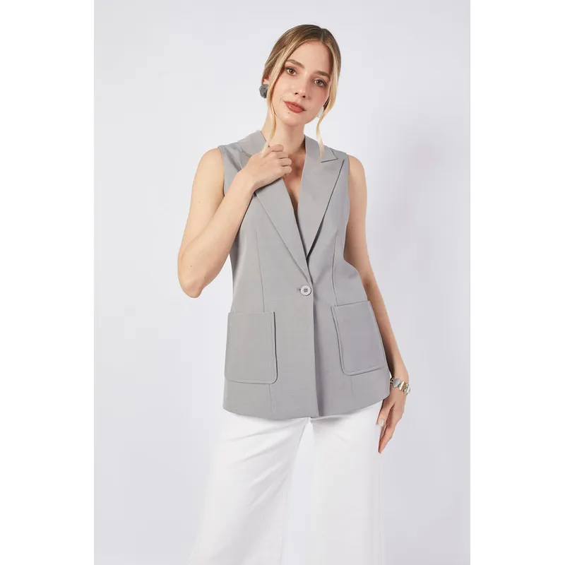 BANATY - CHALECO SASTRE LARGO SOFIA SEMI OVERSIZE DE MUJER