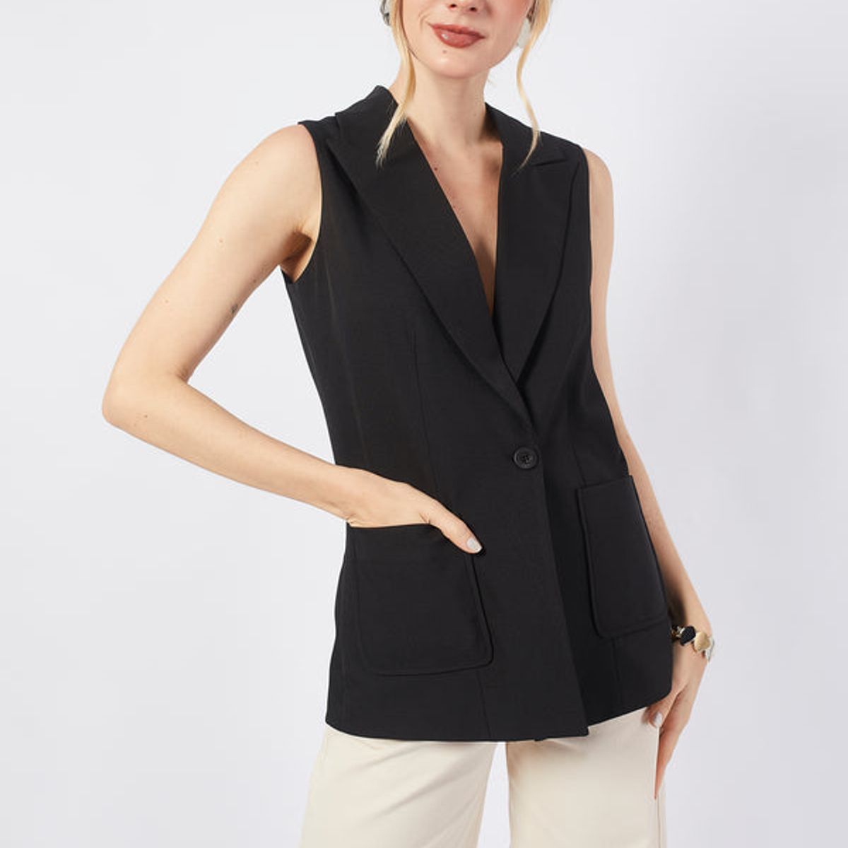 BANATY - CHALECO SASTRE LARGO SOFIA SEMI OVERSIZE DE MUJER