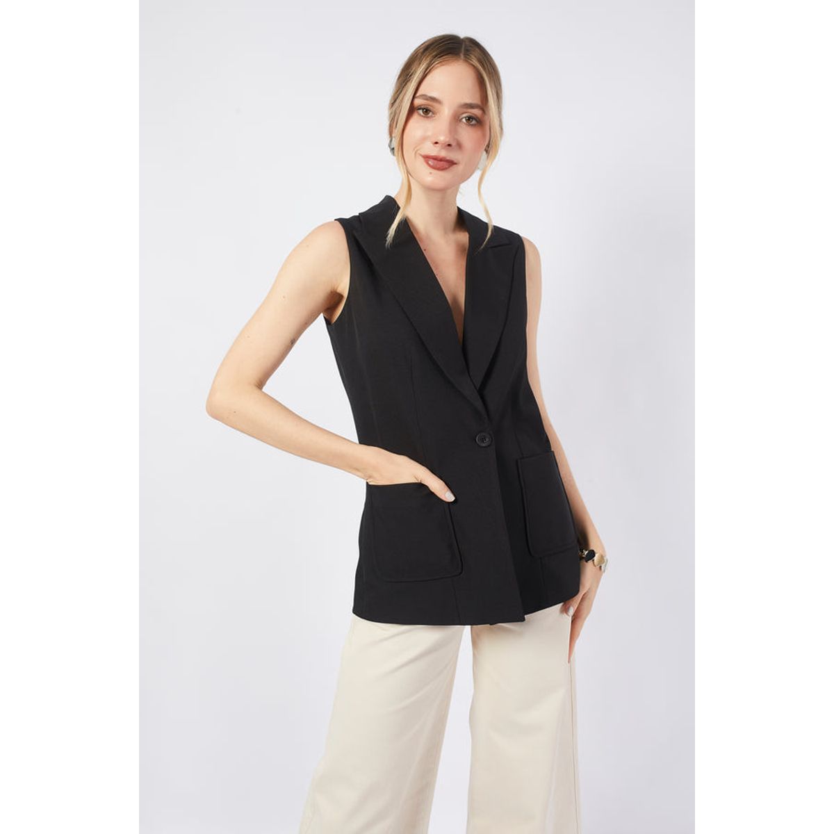 BANATY - CHALECO SASTRE LARGO SOFIA SEMI OVERSIZE DE MUJER