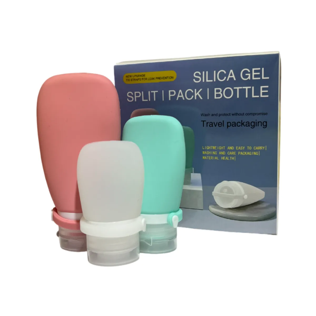 GENERICO - Pack x3 botellas de viaje de silicona contenedores portátiles