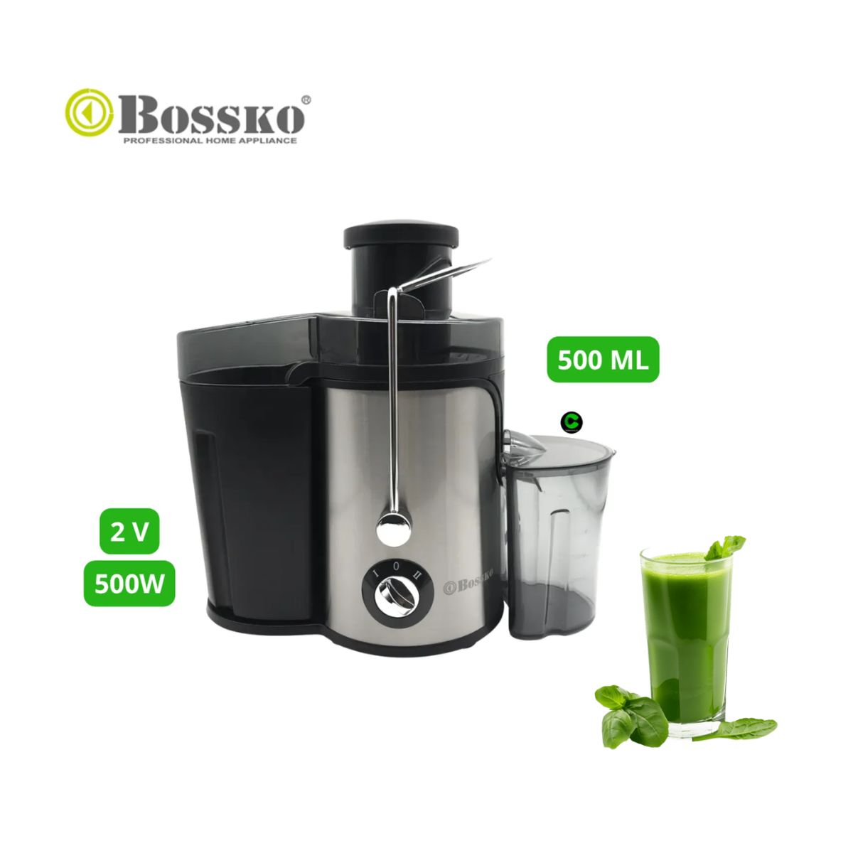 BOSSKO - Extractor De Jugos Bossko De 2 Velocidades BK-195EJ 500 W