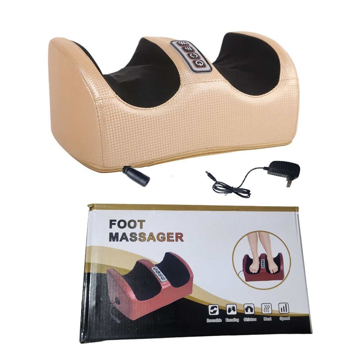 GENERICO - Masajeador de pies con 2 cabezales - BEIGE