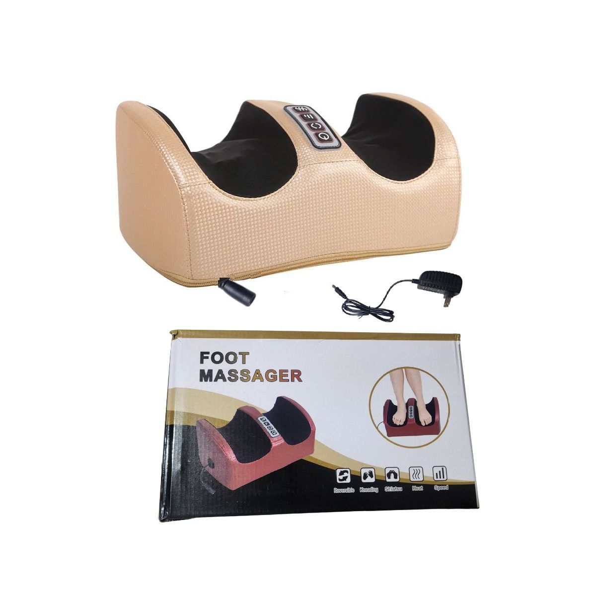 GENERICO - Masajeador de pies con 2 cabezales - BEIGE