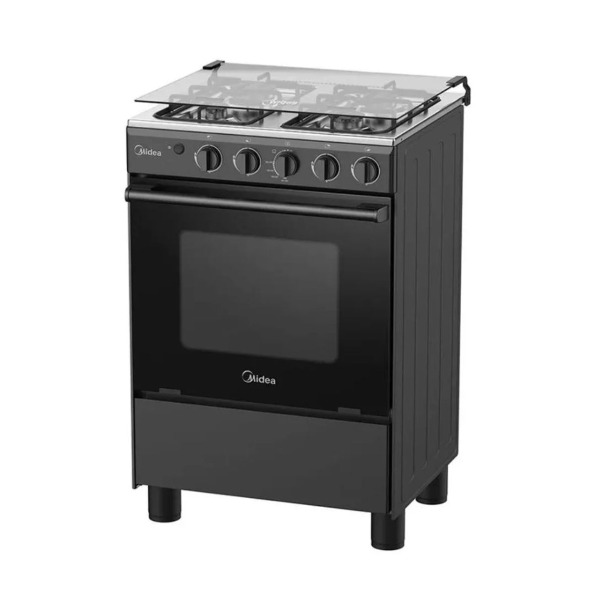 Midea - COCINA DE PIE MIDEA A GAS 4 HORNILLAS NEGRO - MGS24FS2LFABBC-PE