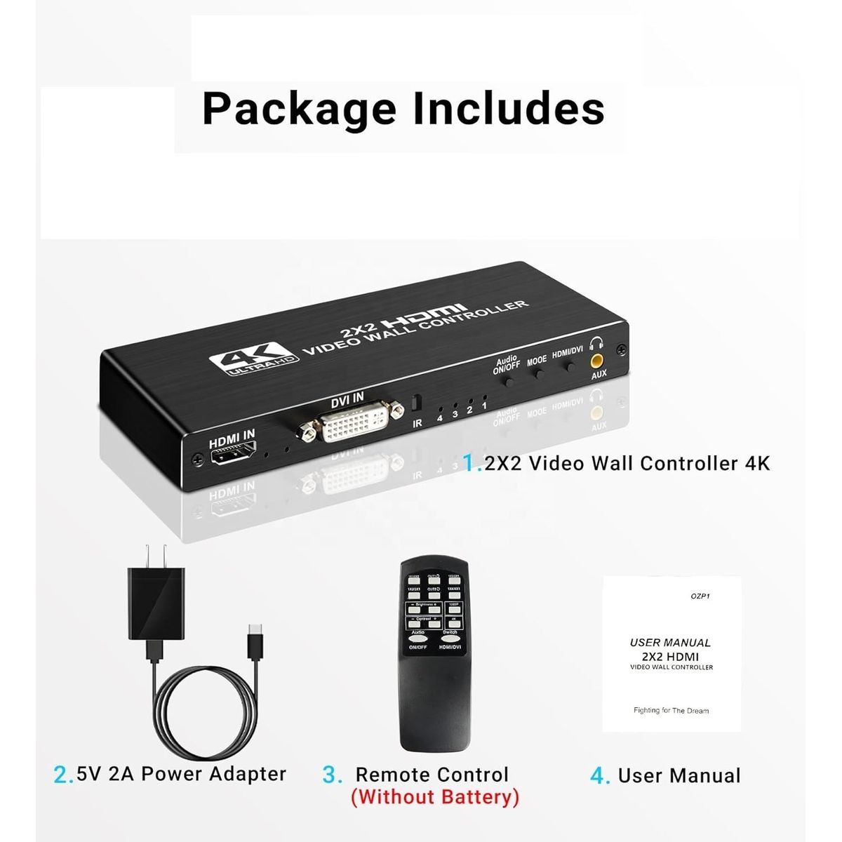 GENERICO - Controlador Video Wall 2X2 4k Hdmi hasta 4 Televisores Hdmi