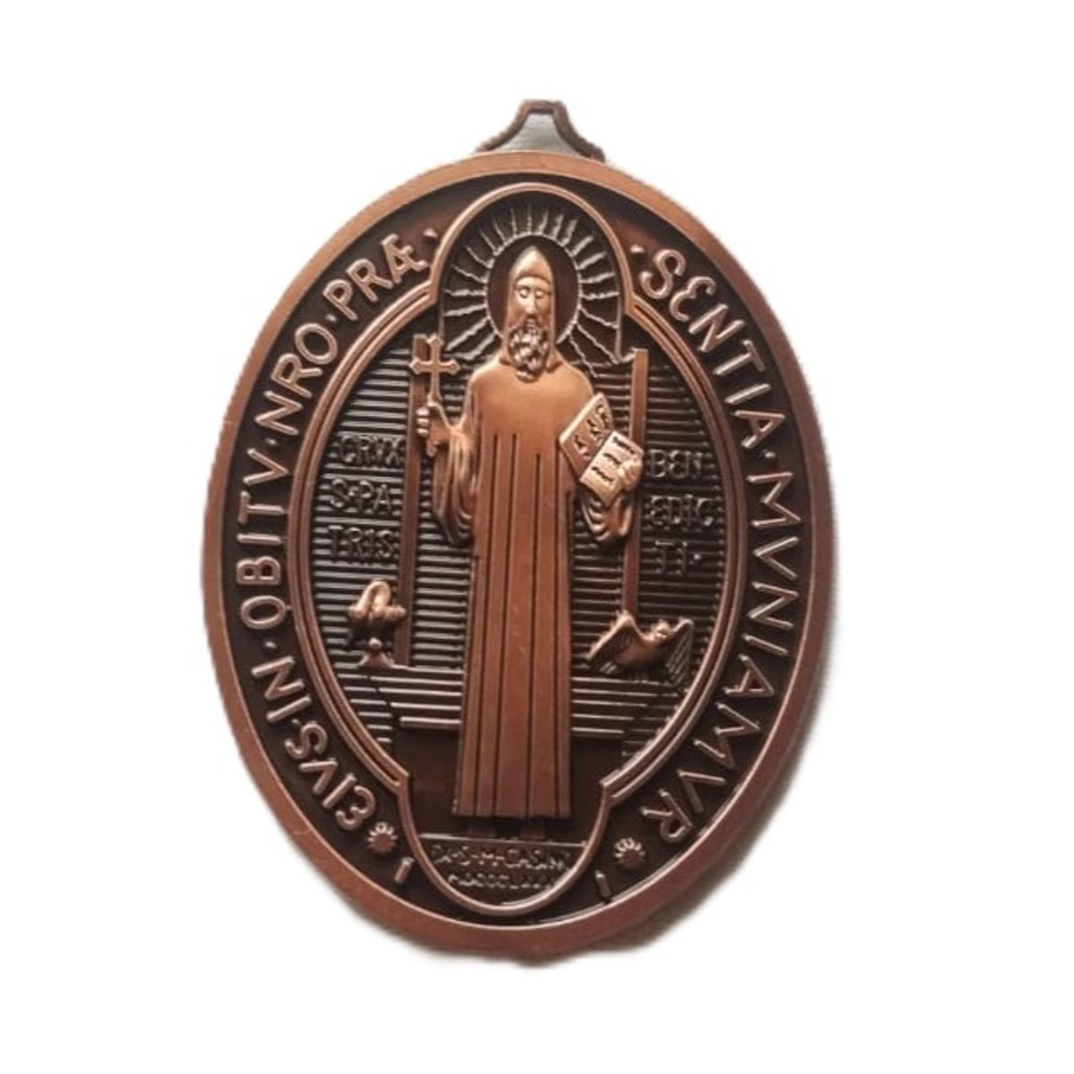 GENERICO - DIJE ADORNO DE SAN BENITO OVALADO BRONCEADO 8cmX6cm