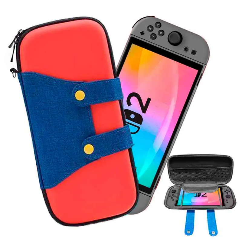 VARIOS - Estuche para Nintendo Switch 2 Rígido Eva Mario Rojo/Azul
