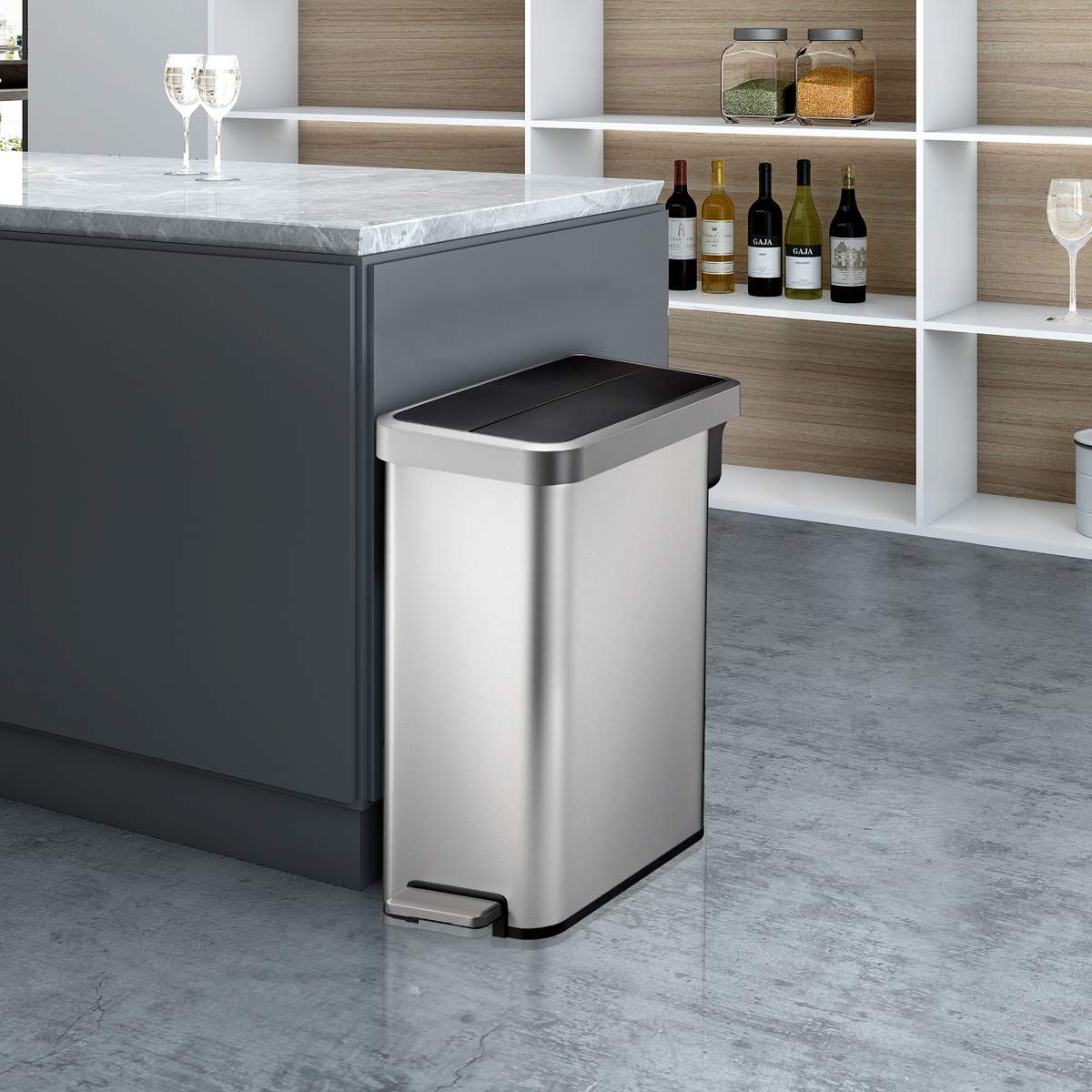 EKO - Basurero pedal acero tapa Alas Ecofly 45L