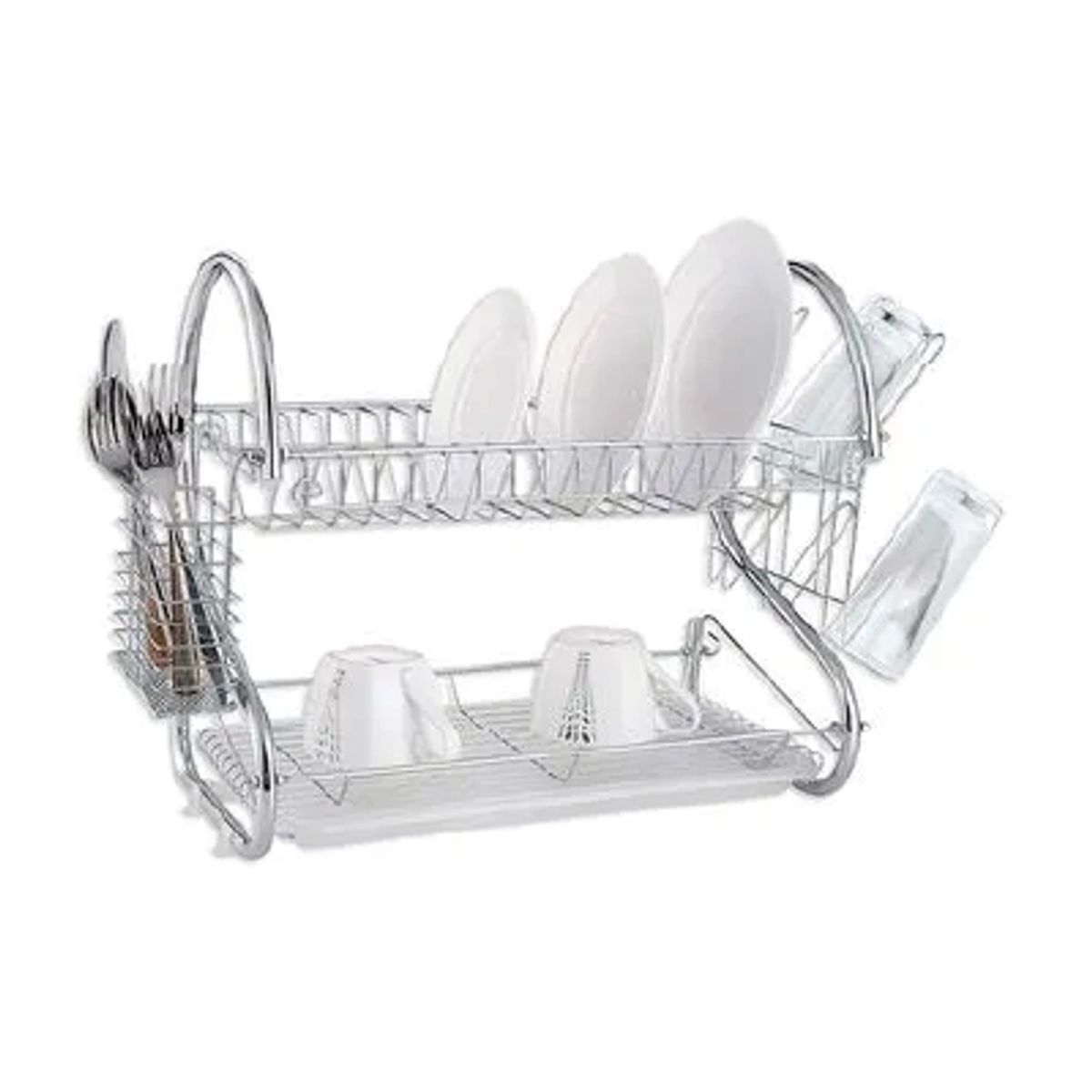 GENERICO - ESCURRIDOR DE PLATOS DE 2 NIVELES EN ACERO INOXIDABLE