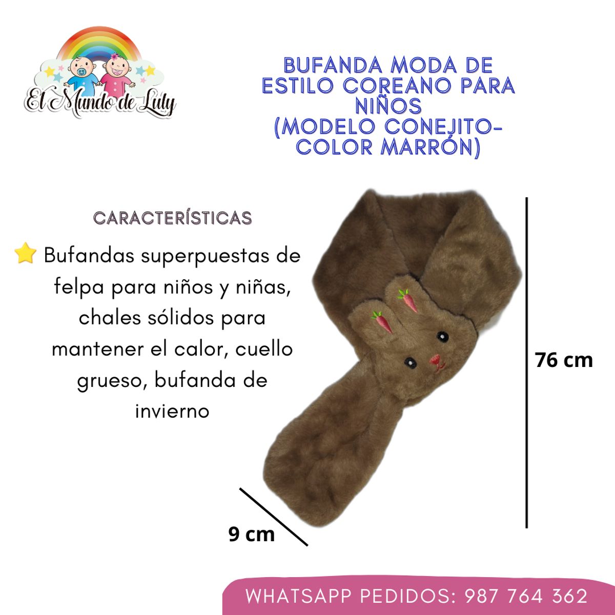 GENERICO - Bufanda Kawaii estilo coreano para niñas