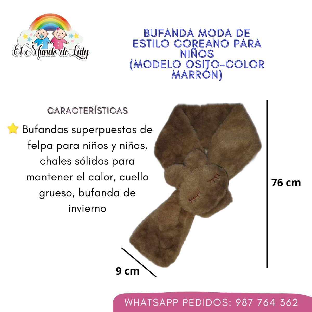GENERICO - Bufanda Kawaii estilo coreano para niñas