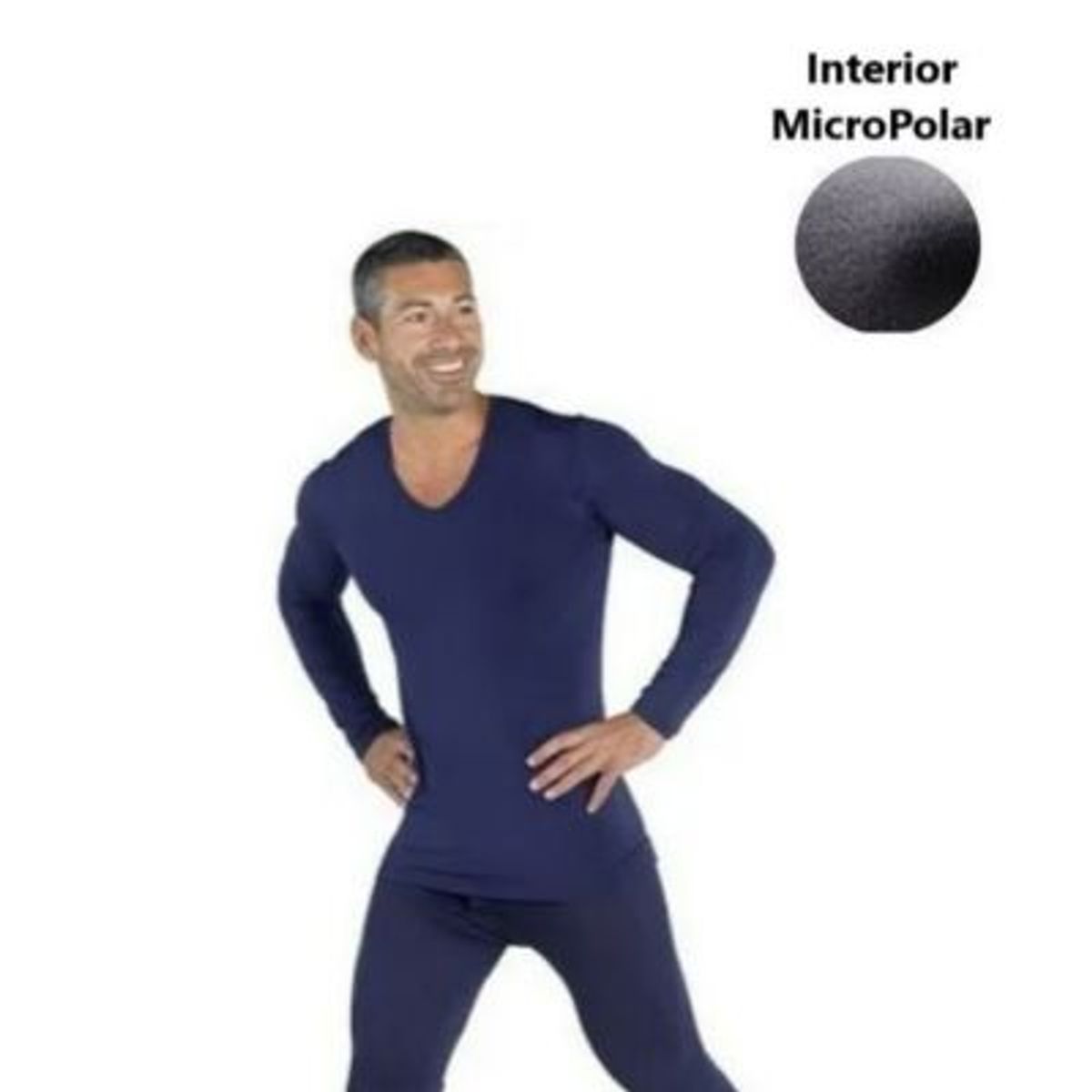 GENERICO - Polo Manga Larga Calentador Térmico Hombre Micro Polar Azul