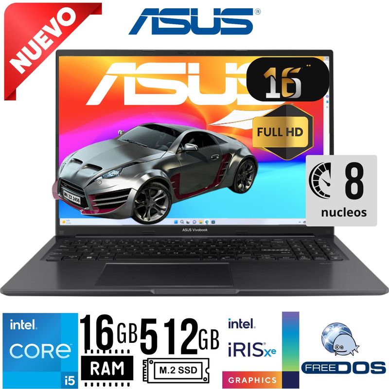 ASUS - Laptop  ASUS VIVOBOOK 16 X1605MB 1350 16´ FHD core i5-1342OH RAM 16GB SSD 512GB Free Dos