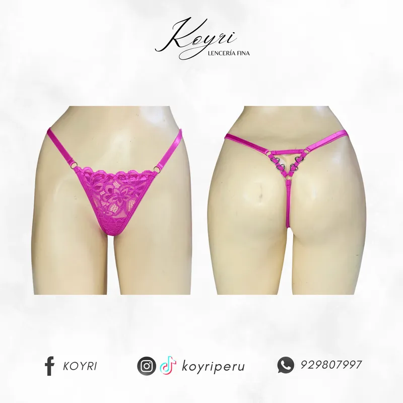 GENERICO - PACK 3 TANGA HILO CORA - ENCAJE Y ALGODÓN