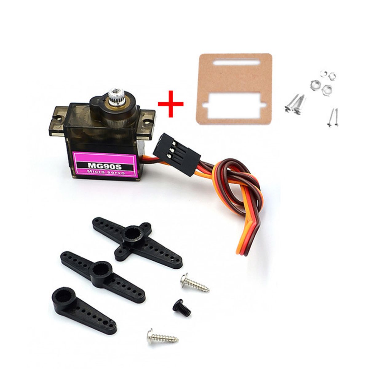 GENERICO - Servomotor MG90S Micro Servo 180 Engranajes Metálicos y Soporte