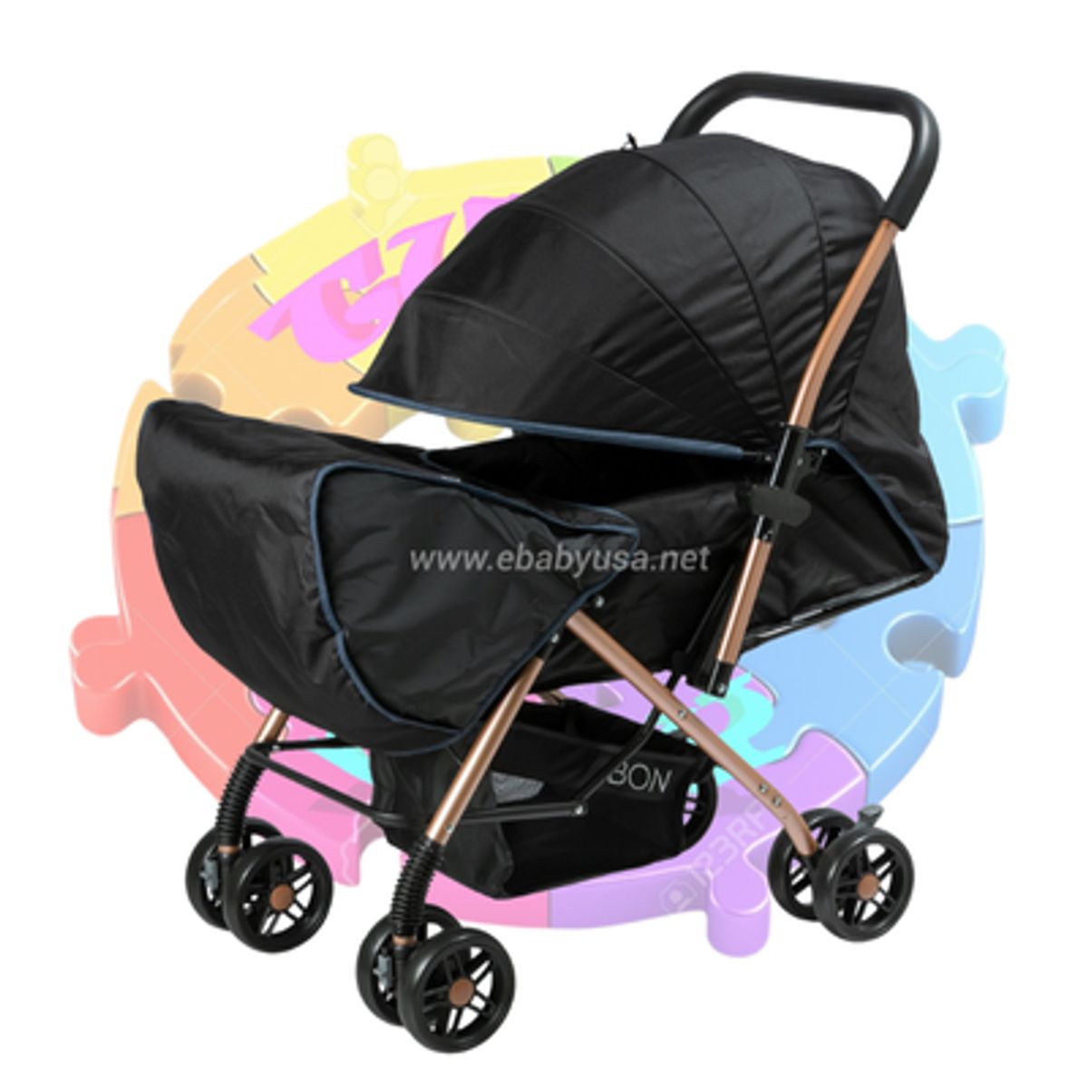 EBABY - COCHE DE PASEO PARA BEBE BON RECLINABLE - NEGRO