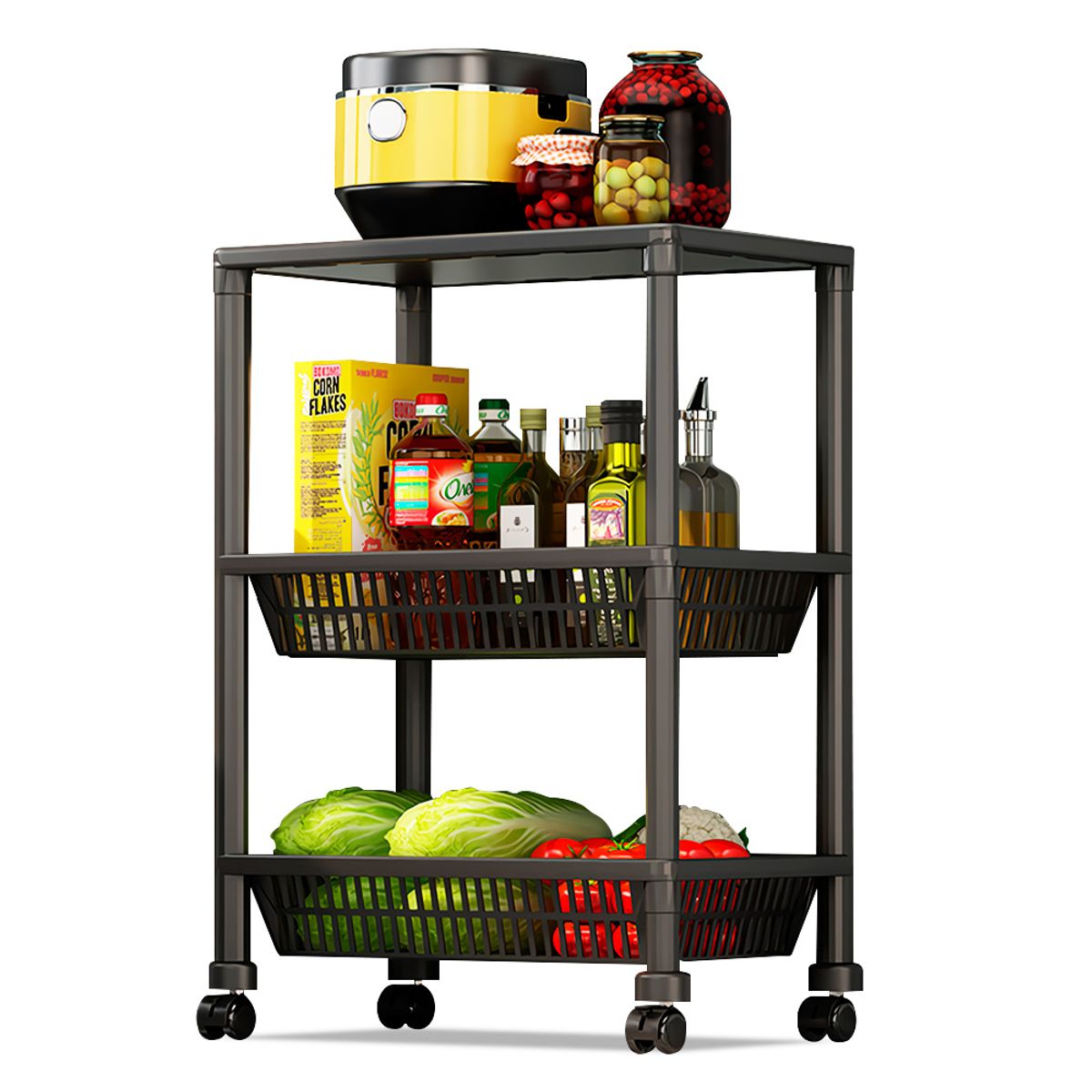 KELLER - Carrito Organizador 3 Niveles con Ruedas Multiusos YH7