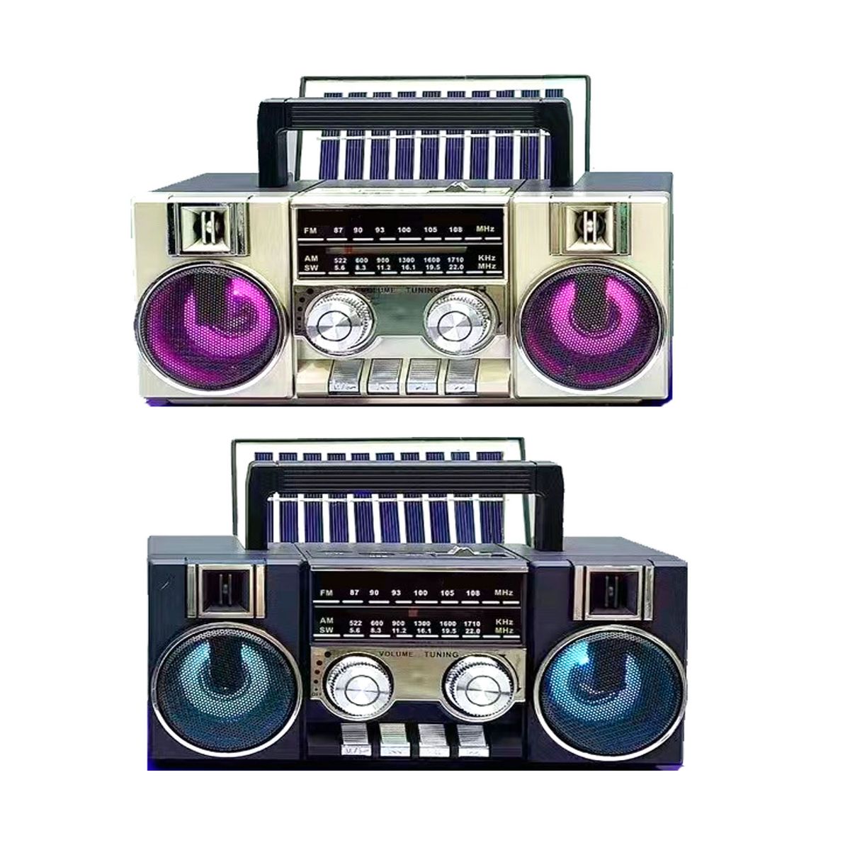 OEM - Radio KTF-2210 con Panel Solar Recargable Bluetooth Luces RGB