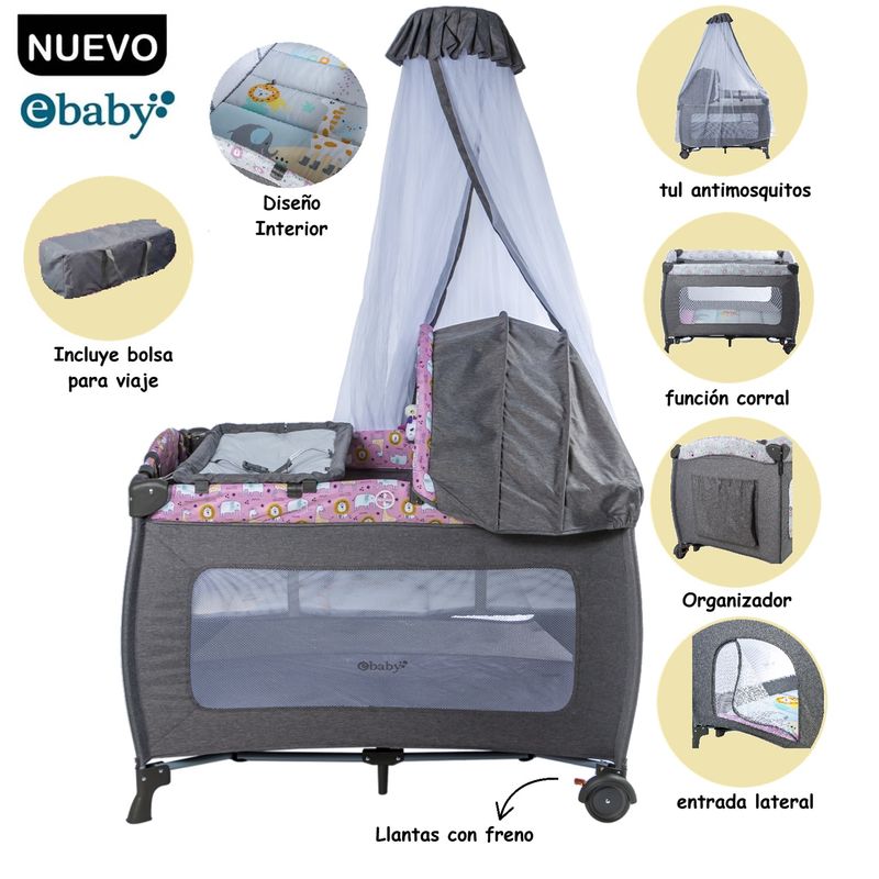 EBABY - Cuna Corral Mecedora con Cambiador 716-3 RS