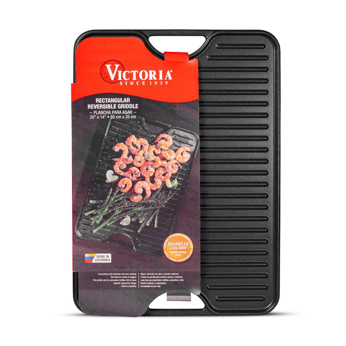 VICTORIA - Plancha Grande 35x50 cm de Hierro Fundido Esmaltado