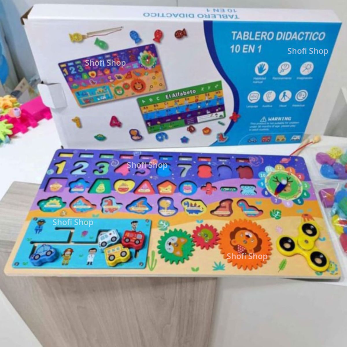 GENERICO - Tablero Didactico Montessori 10 en 1 para niños desde 3 años