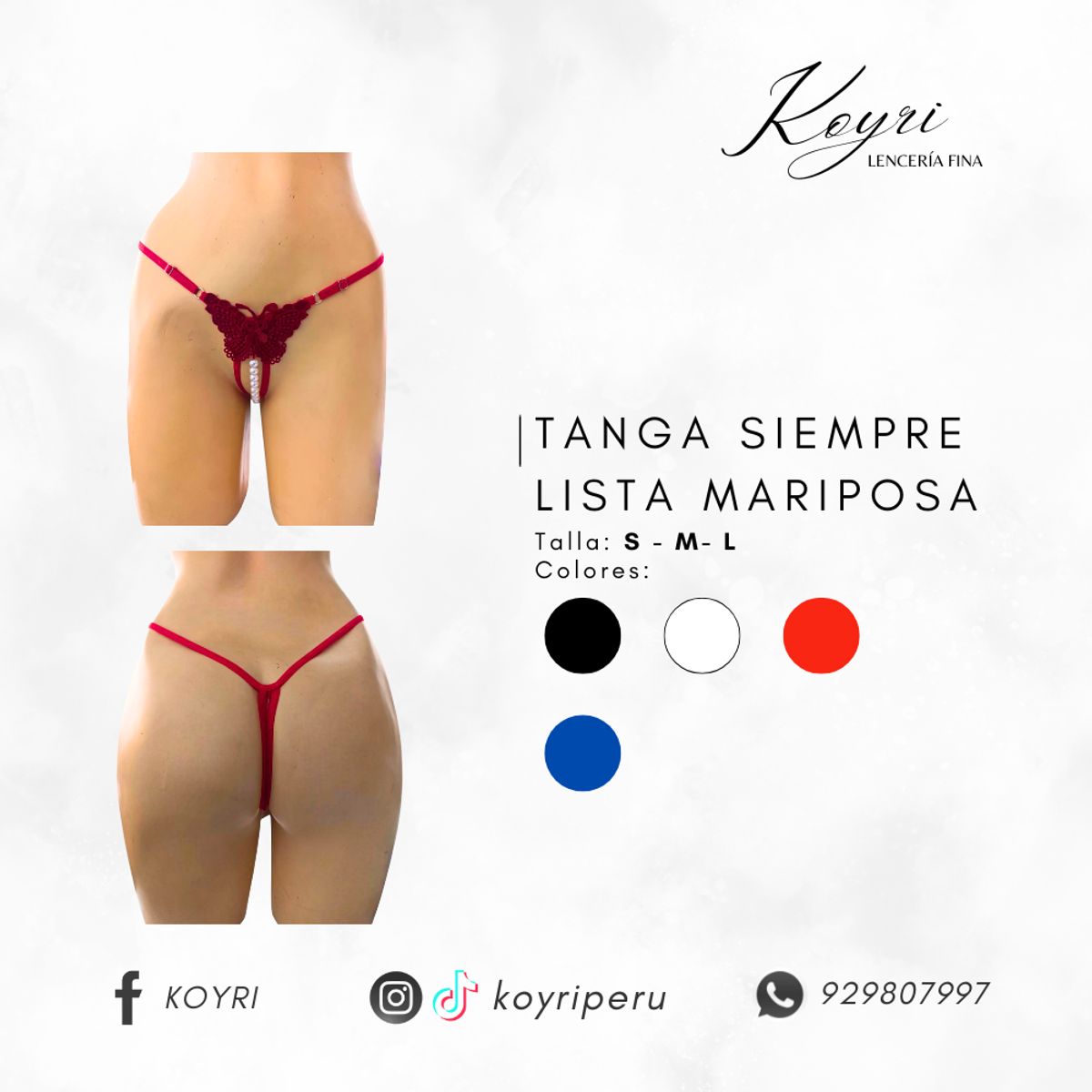 GENERICO - PACK 3 SIEMPRE LISTA MARIPOSA - TANGA ERÓTICA