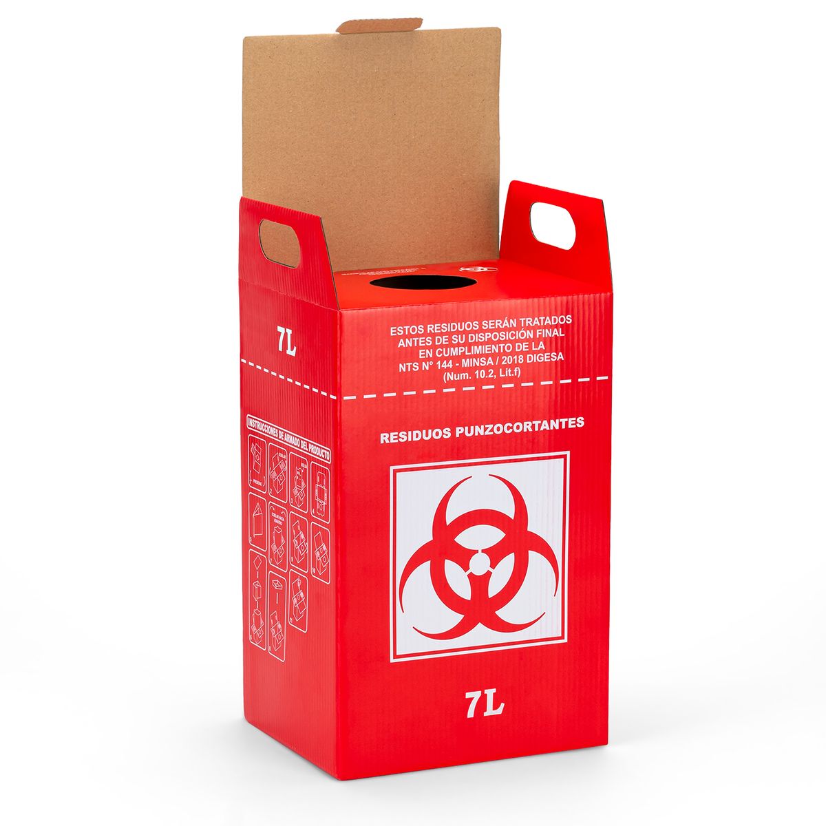 GENERICO - Caja Contenedor de Bioseguridad de Cartón 7 LITROS