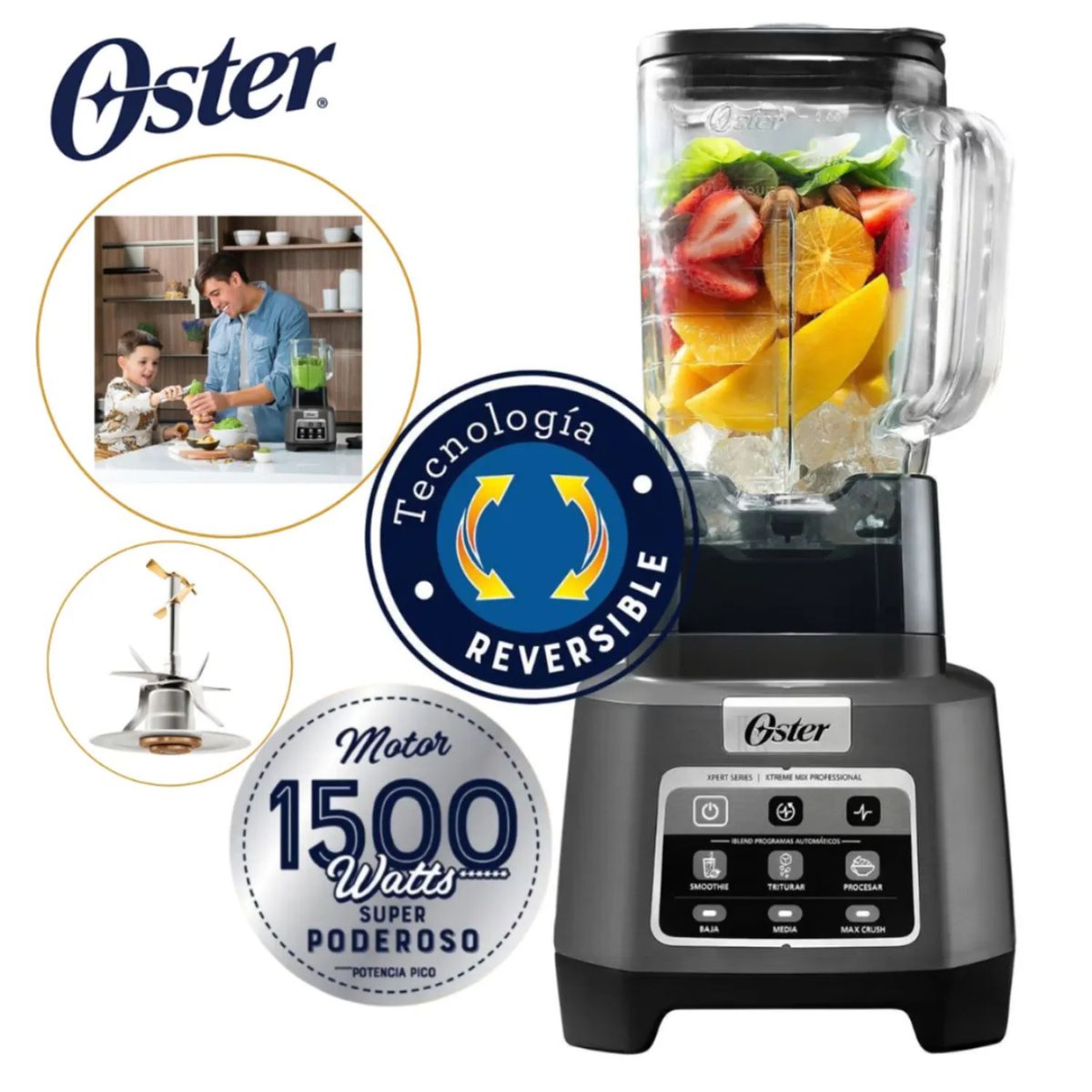 OSTER - Licuadora Oster Profesional de 1500w Xtreme Mix 2 Litros Pica Hielo