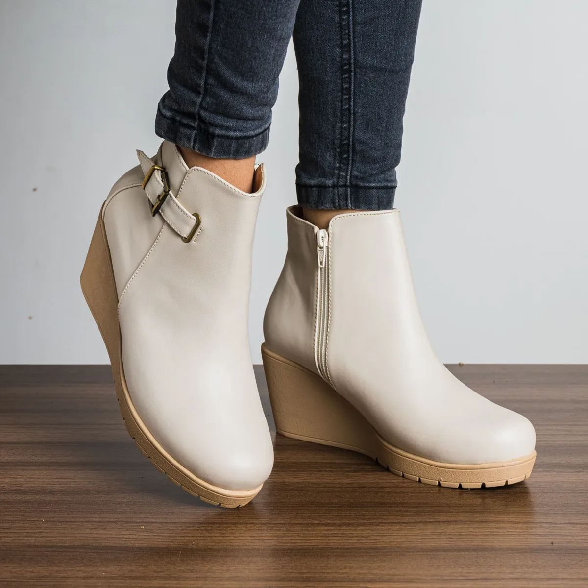 GENERICO - Botin mujer con Diseño Elegante Cuña Alta de 7cm 2035L-55