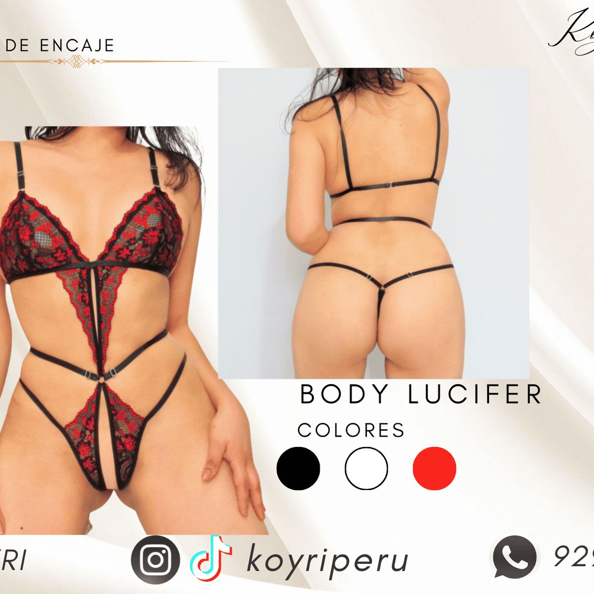 GENERICO - BODY ERÓTICO LUCIFER- LENCERÍA EN ENCAJE