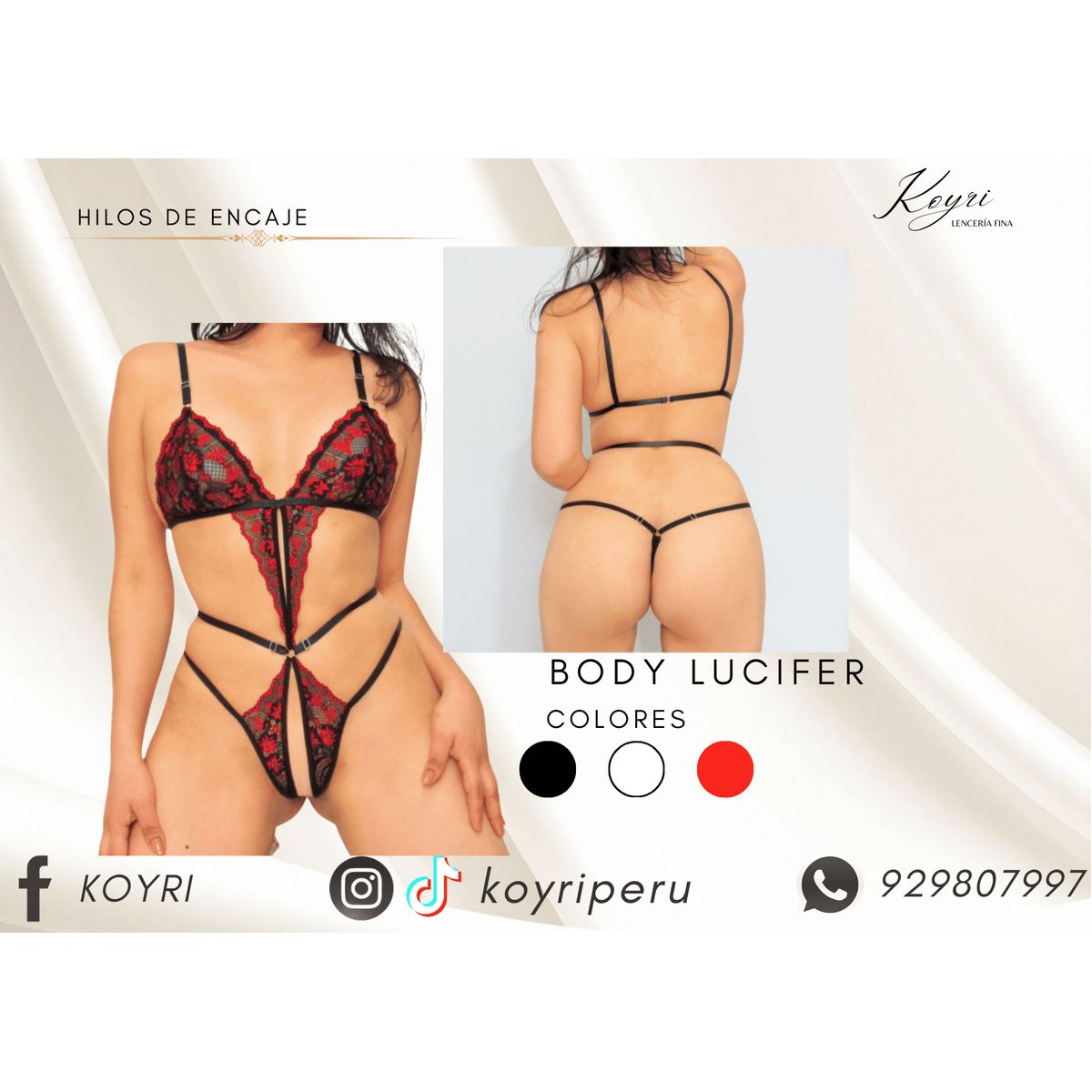 GENERICO - BODY ERÓTICO LUCIFER- LENCERÍA EN ENCAJE