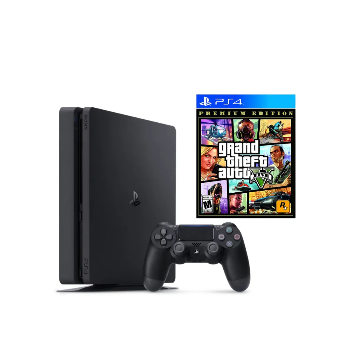 SONY - Consola Ps4 SLIM 1TB NEGRO + GTA V reacondicionada