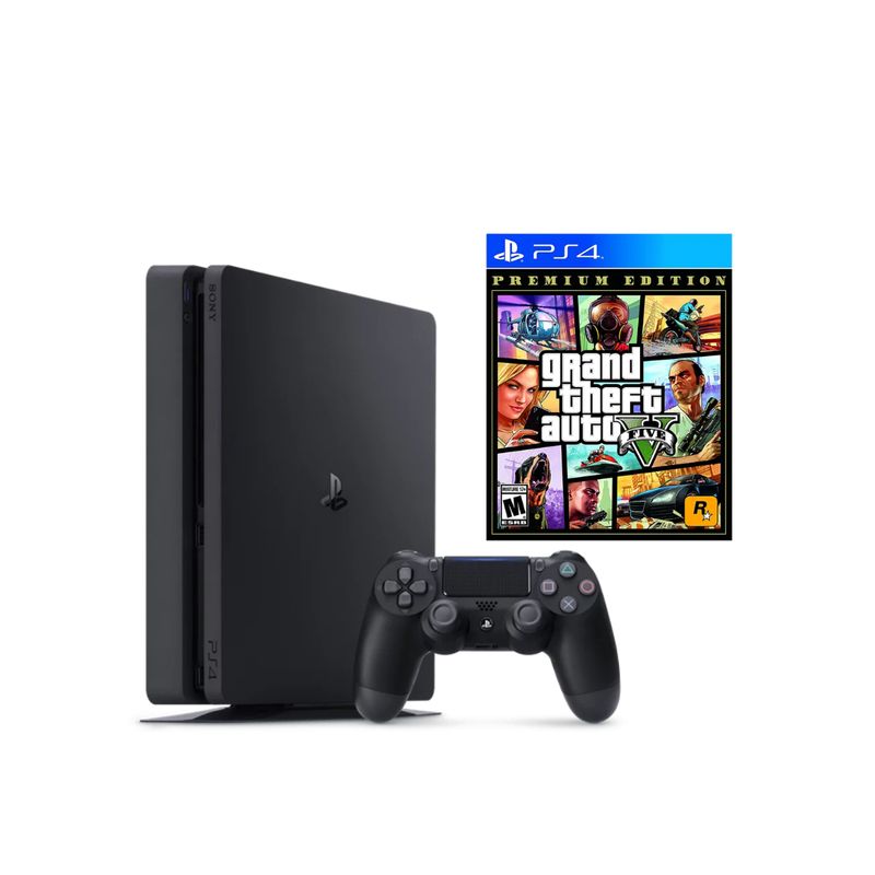 SONY - Consola Ps4 SLIM 1TB NEGRO + GTA V reacondicionada