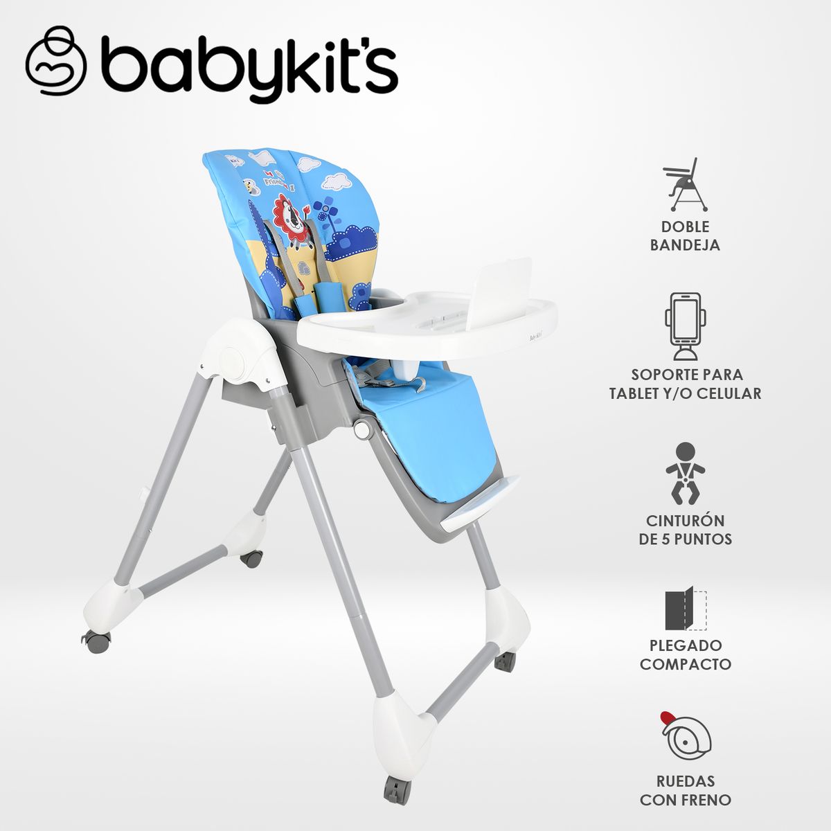 BABY KITS - Silla de Comer Snack Friends Celeste