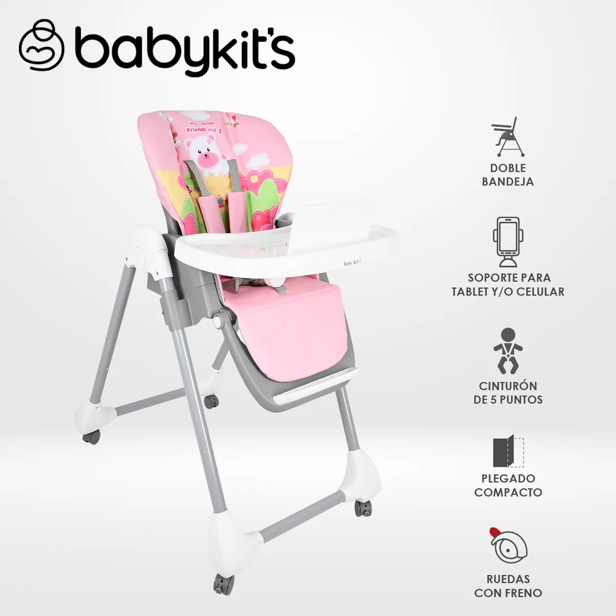 BABY KITS - Silla de Comer Snack Friends Rosado