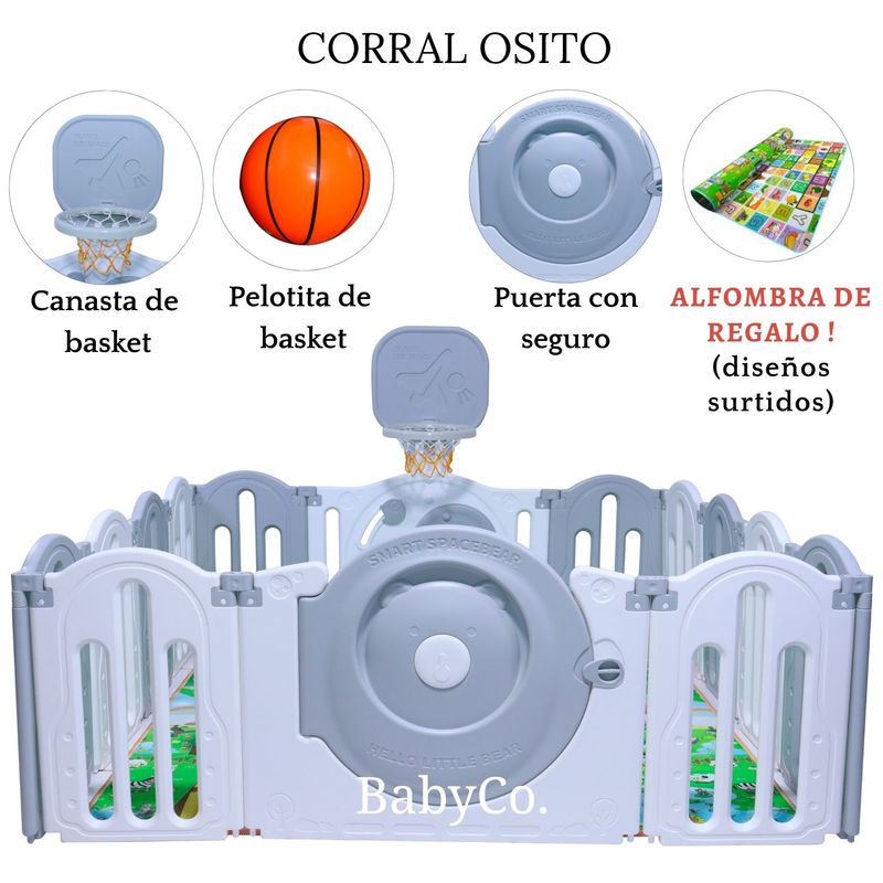 FIRST TOY - CERCO INFANTIL PLEGABLE OSITO FIRST TOYS PLOMO