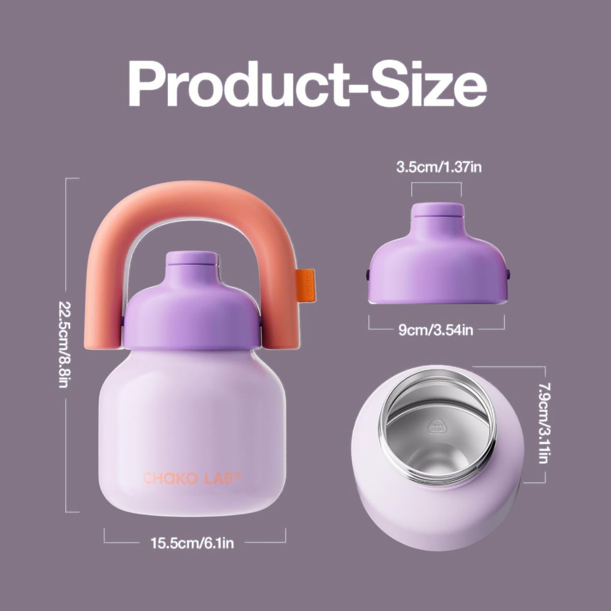 GENERICO - Chako Lab Botella de Agua de Acero Inoxidable sin BPA 33 oz