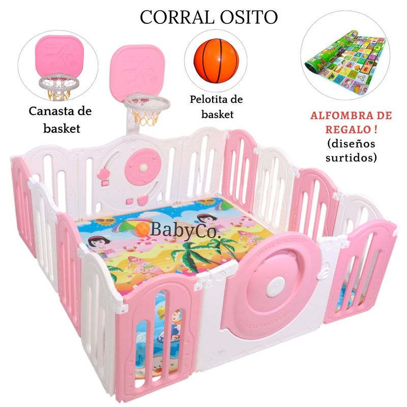 FIRST TOY - CERCO INFANTIL PLEGABLE OSITO FIRST TOYS ROSADO
