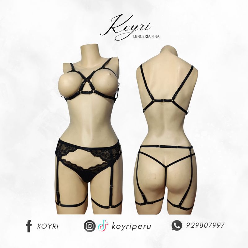 GENERICO - PORTALIGAS MERLY 3 PIEZAS - LENCERÍA ERÓTICA