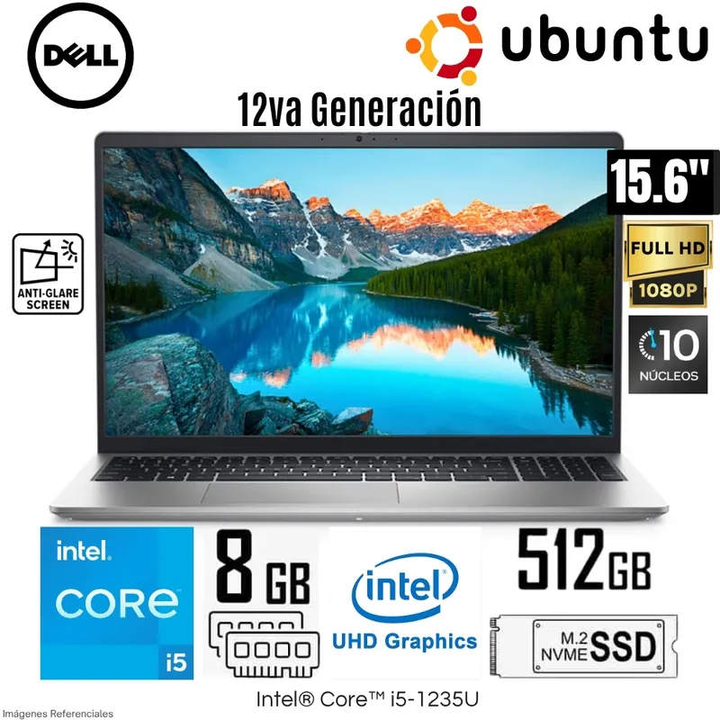 DELL - Laptop Dell Inspiron 15 3520 (HKG75) Intel Core i5-1235U 8GB RAM 512GB SSD 15.6" FHD Ubuntu